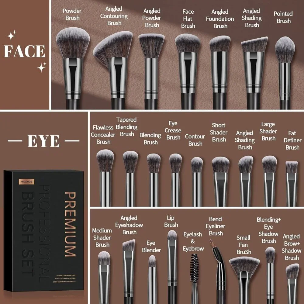 🆕 Makeup Brush Set Foundation Eyeshadow Blush Blending Concealers Face Powder - Picture 2 of 6
